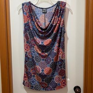 VKY&CO, Tunic Top, size 1X, Navy/orange